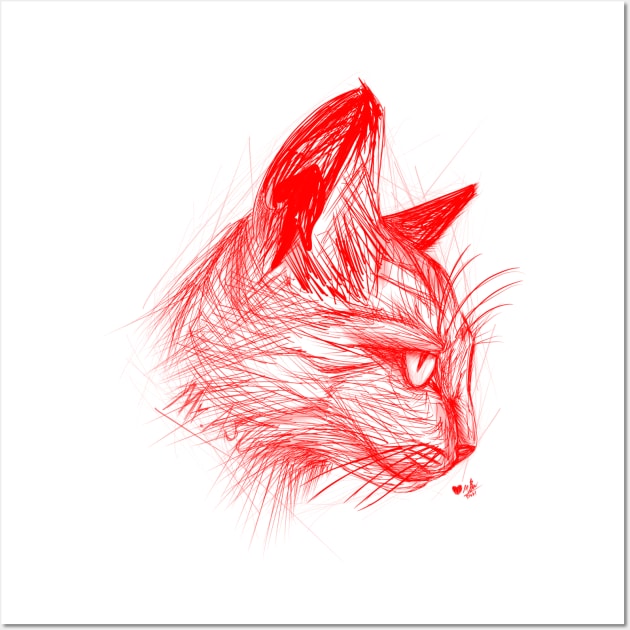 Cat Scribble Wall Art by Artdoki